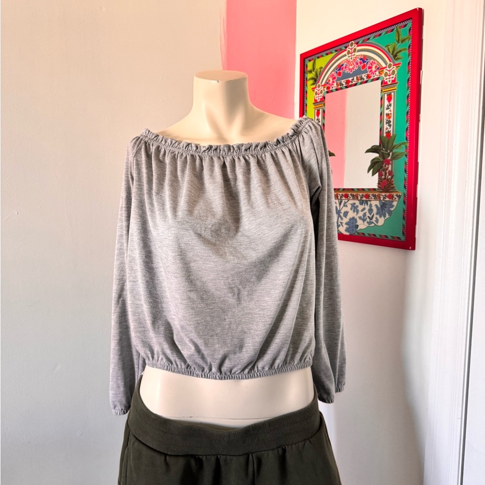 Gray Off Shoulder Top
